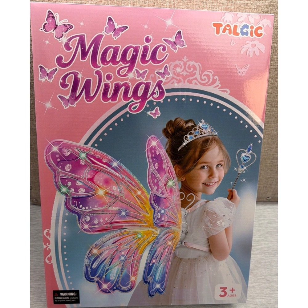TALGIC Magic Wings Electric Light Up Butterfly Wings Set with Tiara and Wand